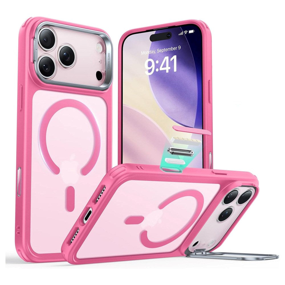 ESR iPhone 17 Pro Classic Hybrid Stash Case med Kickstand – MagSafe Kompatibel – Matt Rosa