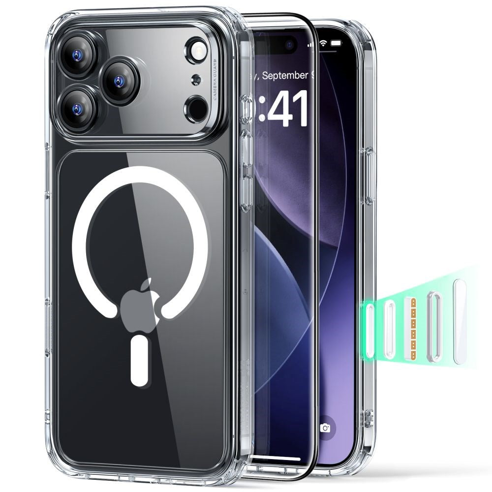iPhone 17 Pro ESR Classic Hybrid Set m. Bak Deksel & Herdet Skjermbeskyttelsesglass - MagSafe Kompatibel - Gjennomsiktig