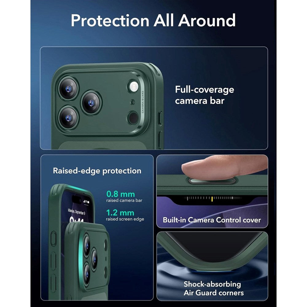 ESR iPhone 17 Pro Classic Hybrid Deksel med Kamerakontrollknapp – MagSafe Kompatibel – Matt Grønn