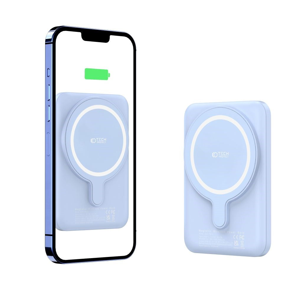 Tech-Protect LifeMag Trådløs Powerbank 5000 mAh - MagSafe Kompatibel - Blå