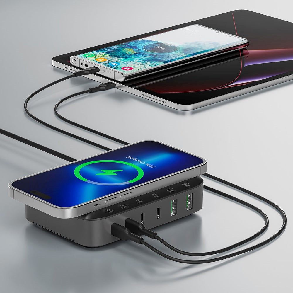4smarts 7-in-1 PD & PPS 100W Charging Station m. Trådløs Lading - Svart