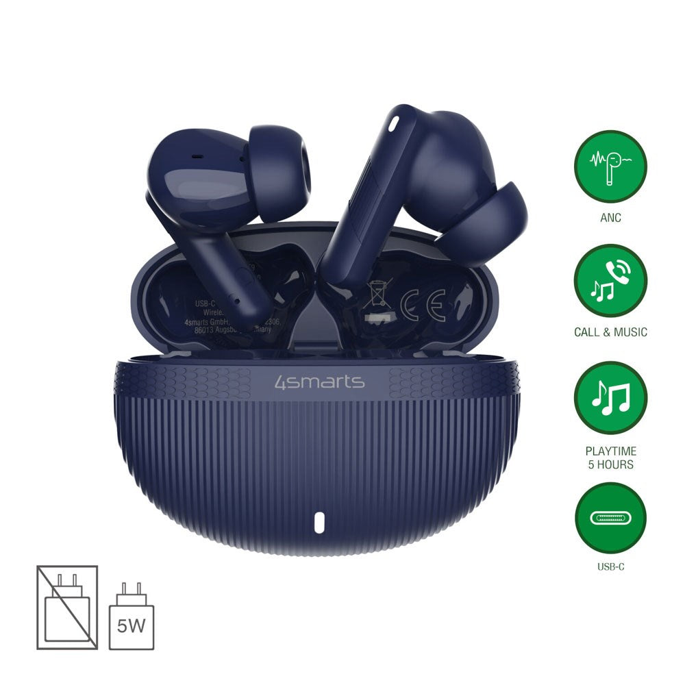 4smarts True Wireless SkyBuds Pro Hodetelefoner m. Aktiv Støyreduksjon - In-Ear - Blå