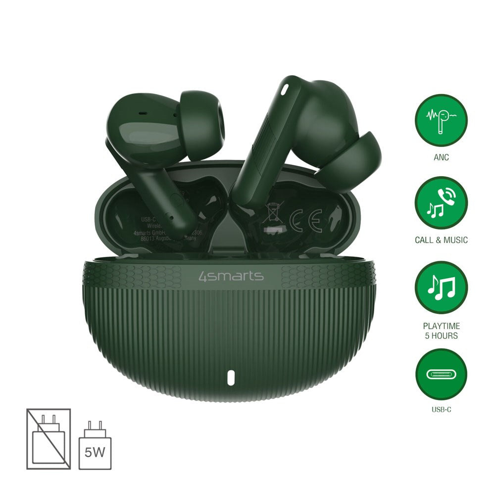 4smarts True Wireless SkyBuds Pro Hodetelefoner m. Aktiv Støyreduksjon - In-Ear - Grønn