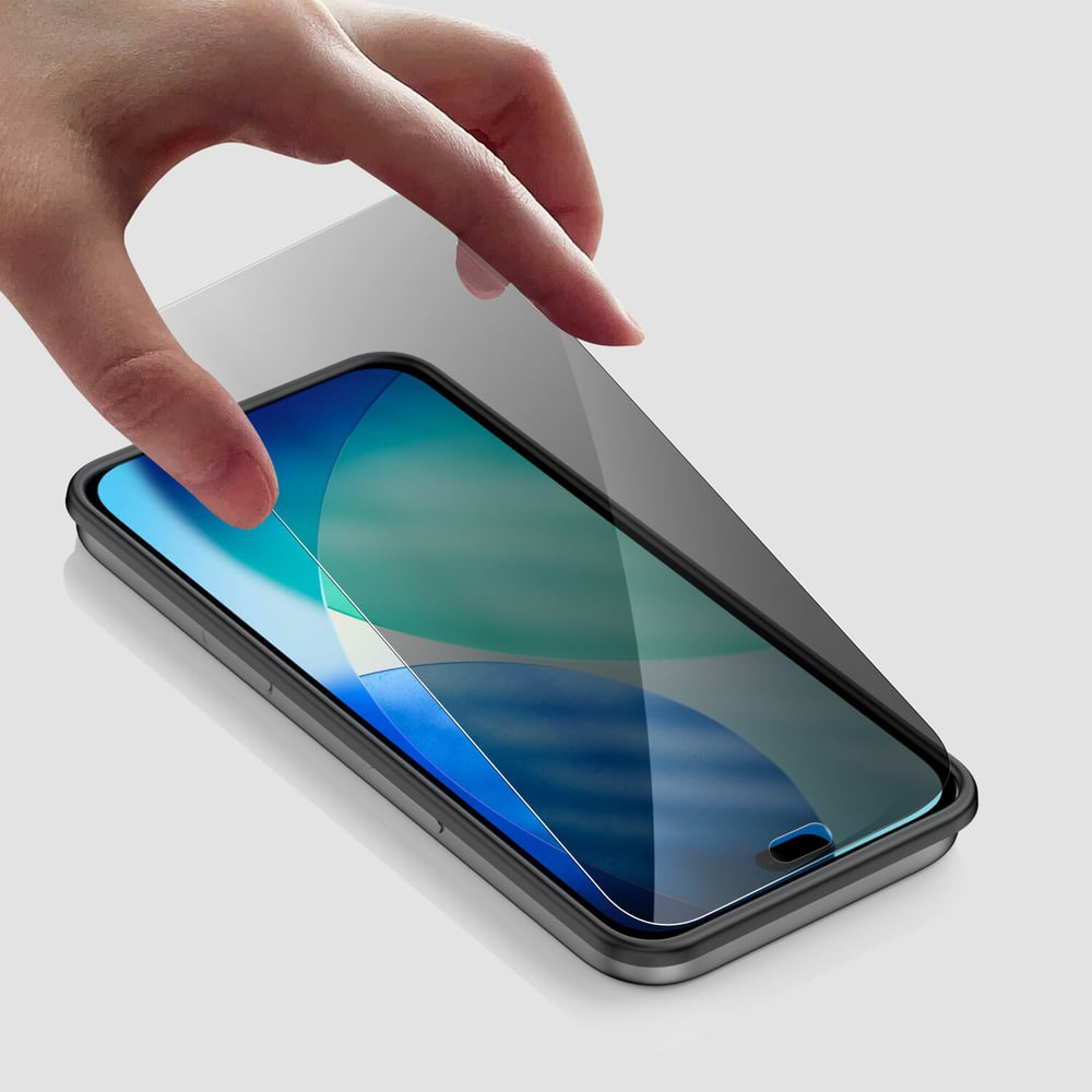 iPhone 18 Pro 4Smarts Second Glass Skjermbeskytter m. Monteringsramme - Privacy Funksjon - Gjennomsiktig