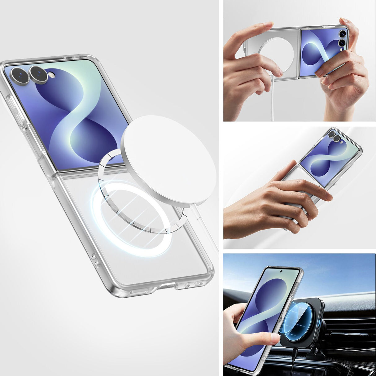 Samsung Galaxy Z Flip8 4Smarts 360° Protection Set m. Deksel & Skjermbeskyttelsesglass - Gjennomsiktig