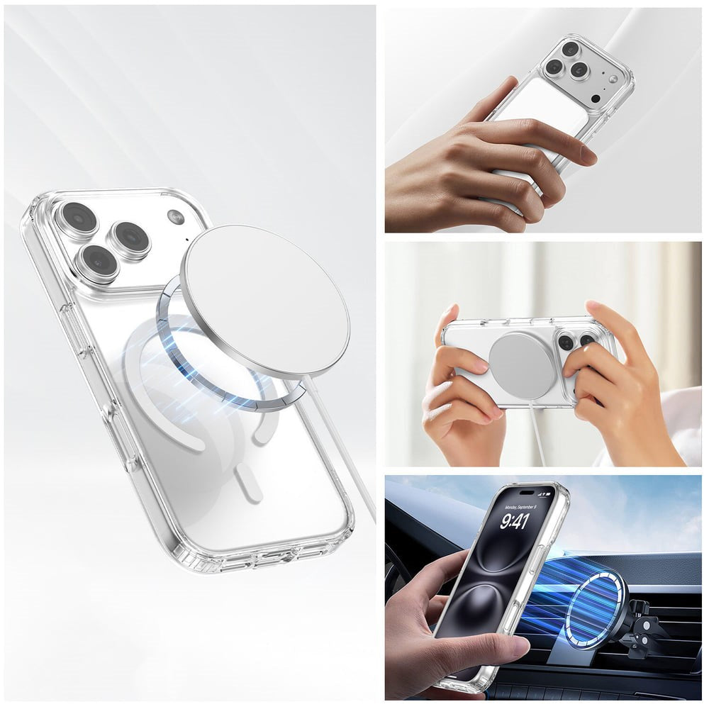 iPhone 18 Pro / 17 Pro 4Smarts 3-i-1 Premium Starter Set - MagSafe Deksel, Skjermbeskyttelse & 20W Vegglader - Gjennomsiktig / Hvit