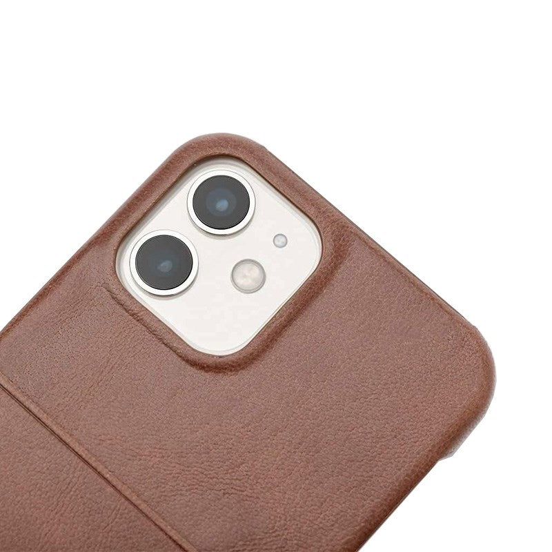Trunk iPhone 11 Pro / XS / X Ekte Skinn Deksel med Kortlomme - Brun