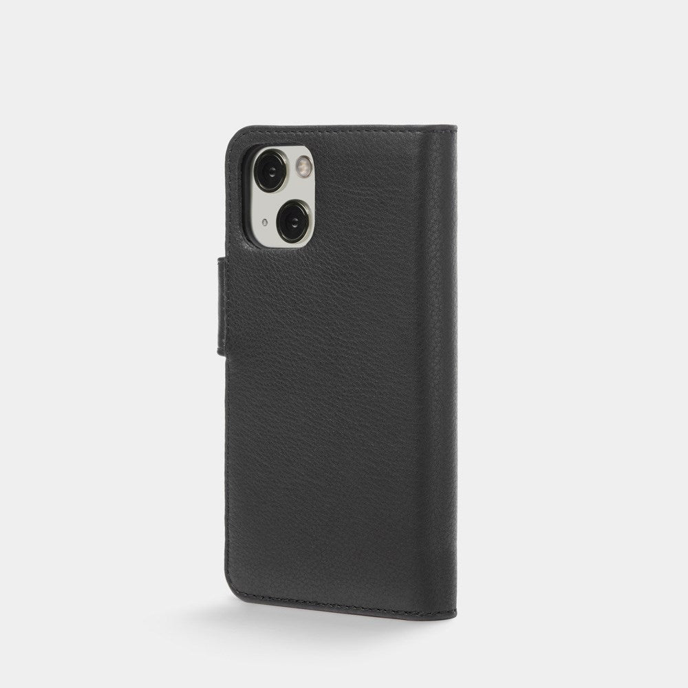 Trunk iPhone 13 Mini Ekte Skinn Deksel med Avtakbart Deksel - Svart