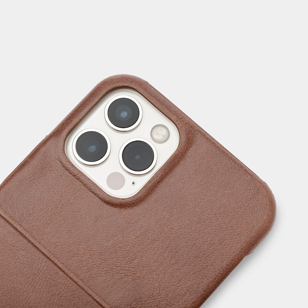 Trunk iPhone 13 Pro Ekte Skinn Deksel med Kortlomme - Brun