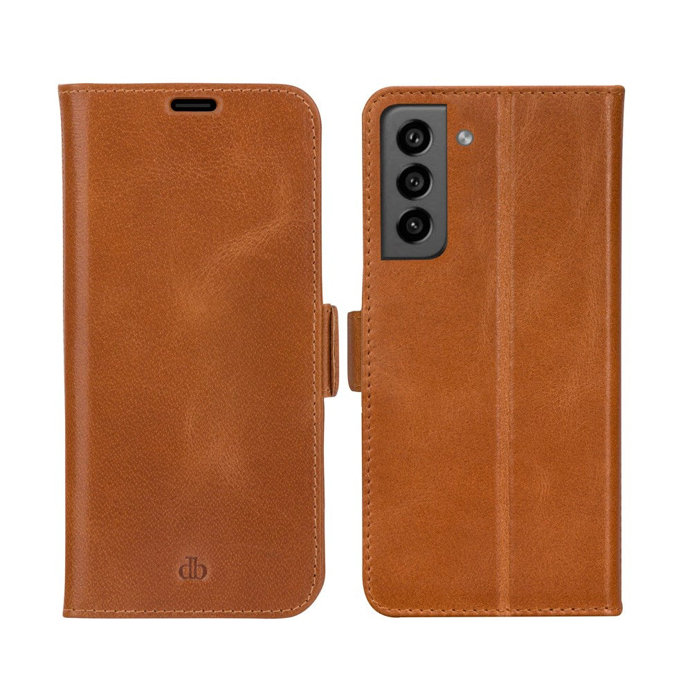 Samsung Galaxy S21 FE dbramante1928 Copenhagen Slim Ekte Skinn Flip Deksel m. Lommebok - Tan