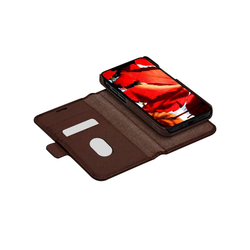 iPhone 12 Mini dbramante1928 New York 2-i-1 Ekte Skinn Flip Deksel - Dark Chocolate