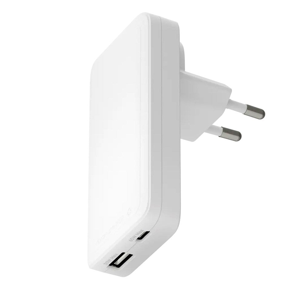 dbramante1928 Slim Vegglader m. 1x USB-C 65W & 1x USB-A 30W - Hvit