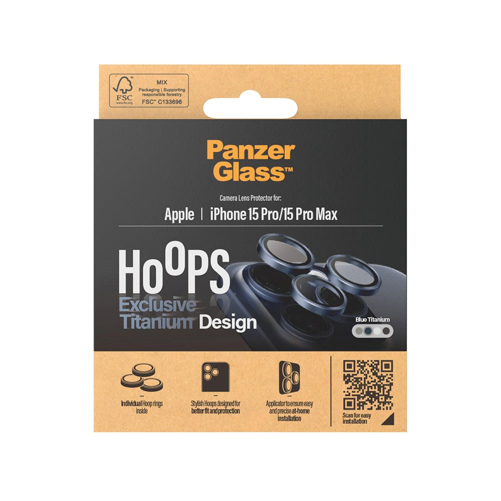 iPhone 15 Pro / 15 Pro Max PanzerGlass Hoops - Kamerabeskyttelse - Blue Titanium