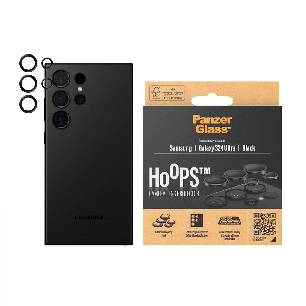 Samsung Galaxy S24 Ultra PanzerGlass Hoops - Kamerabeskyttelse - Gjennomsiktig / Svart