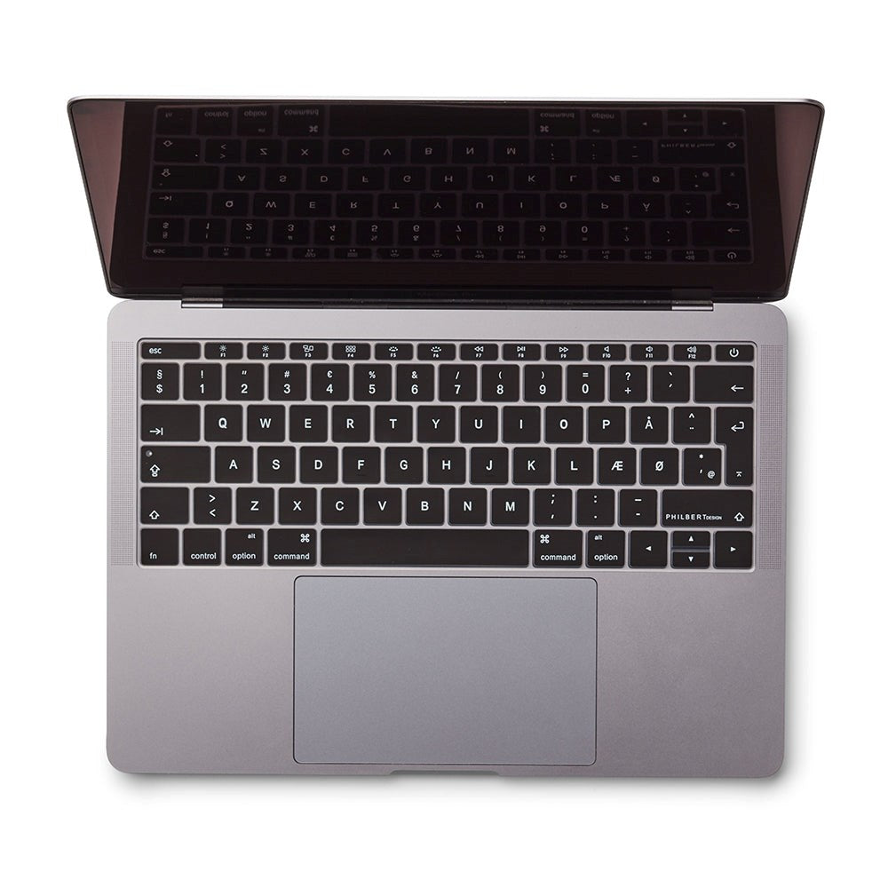 Philbert MacBook Pro 13" (2017) / 12" (2015 - 2019) Keyboard Cover m. Dansk Tastatur - Svart