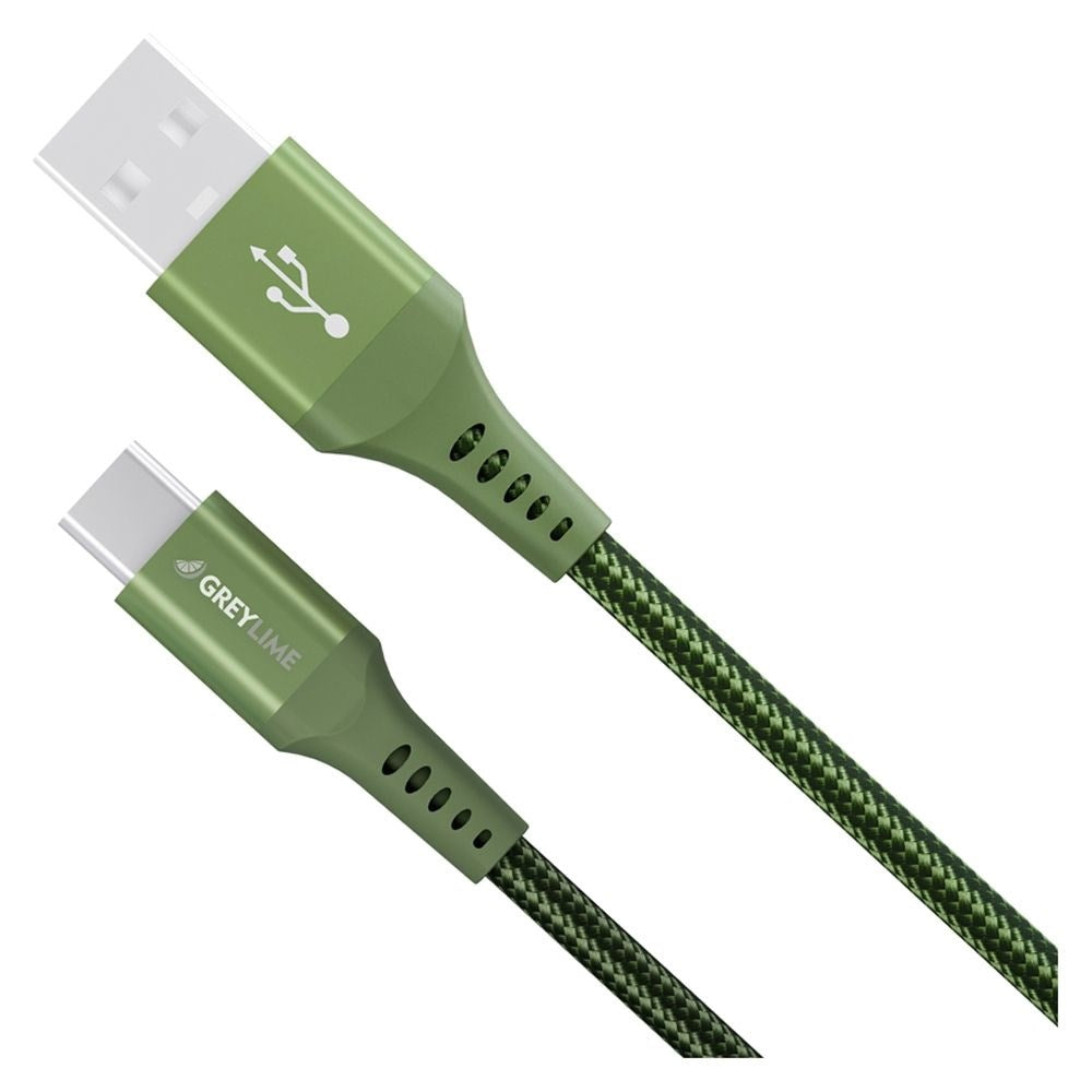 GreyLime 15W Flettet USB-A til USB-C Kabel 50 cm - Grønn