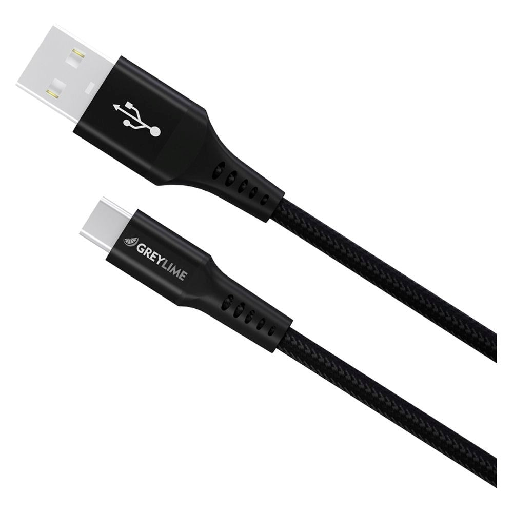 GreyLime 15W Flettet USB-A til USB-C Kabel 3 meter - Svart