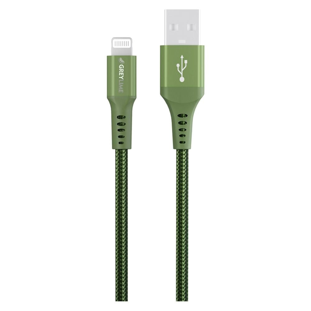 GreyLime 12W Flettet USB-A til Lightning Kabel 50 cm - Grønn