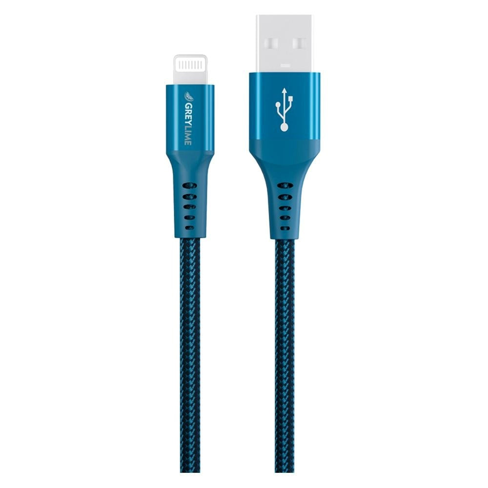GreyLime 12W Flettet USB-A til Lightning Kabel 3 meter - Blå