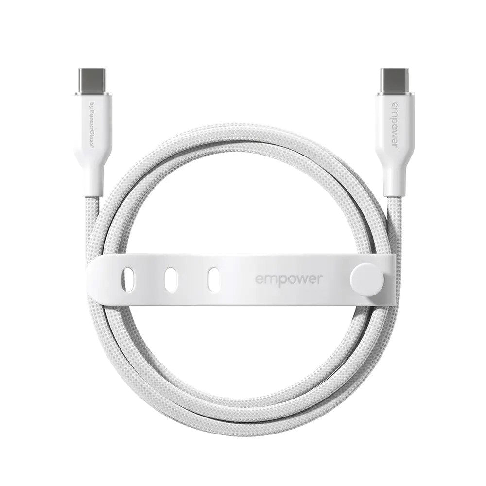 empower by PanzerGlass Racing 60W USB-C til USB-C Kabel – 1.2m – Silver White