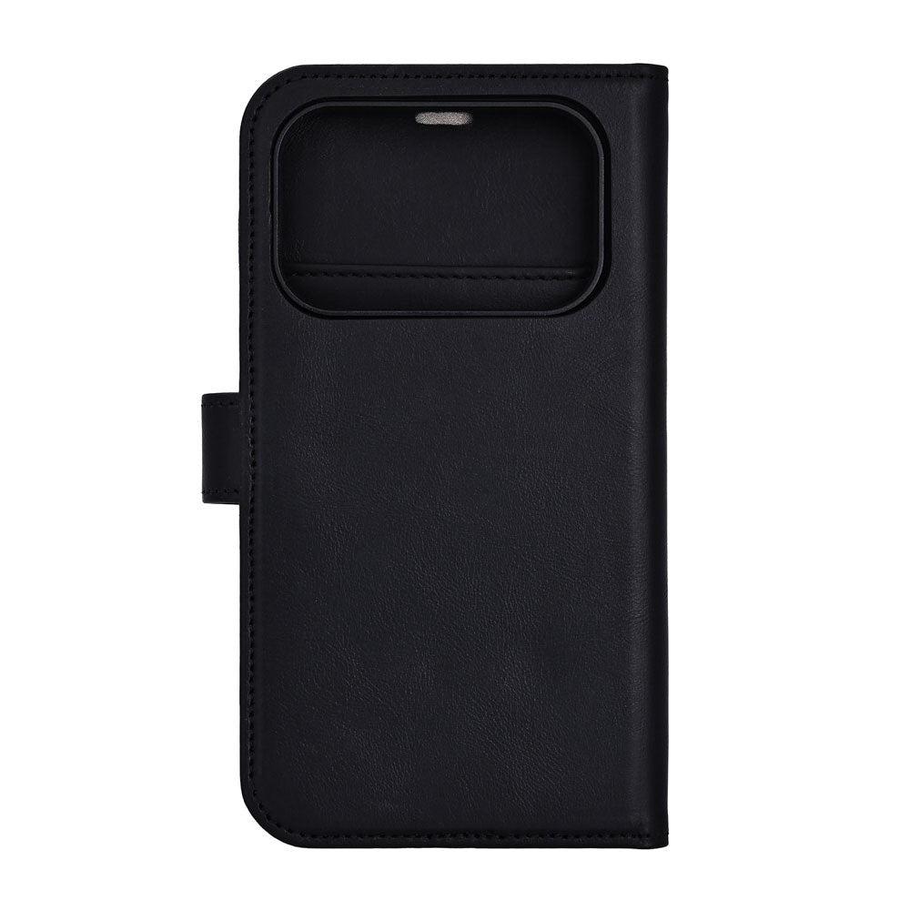 RadiCover Exclusive iPhone 17 Pro 2-in-1 Anti Stråling Ekte Skinn Flip Deksel med Lommebok - MagSafe Kompatibel - Svart