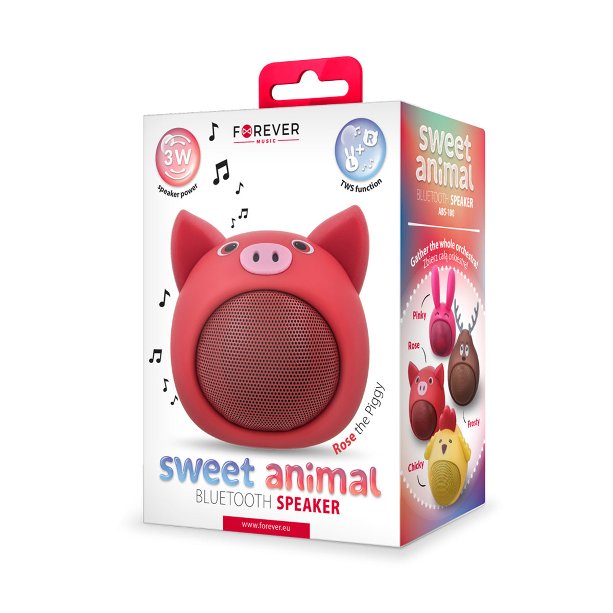 Forever Animal Bluetooth Høyttaler - Rød Gris