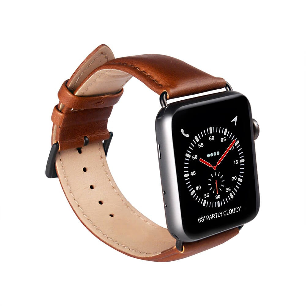 Apple Watch (38/40/SE/41/42mm) Buffalo Rem i Ekte Skinn - Brun