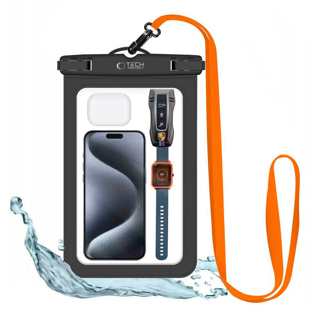 Tech-Protect Universal Vanntett Case Etui - Svart / Gjennomsiktig (Maks. Mobil: 190 x 110 mm)