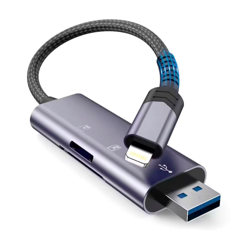 Tech-Protect Ultraboost Minnekortleser SD-Kortadapter m. Lightning / USB-A - Grå