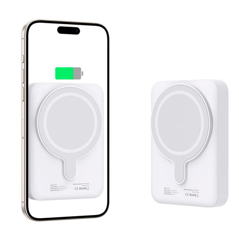 Tech-Protect LifeMag Trådløs Powerbank 10000 mAh - MagSafe Kompatibel - Hvit