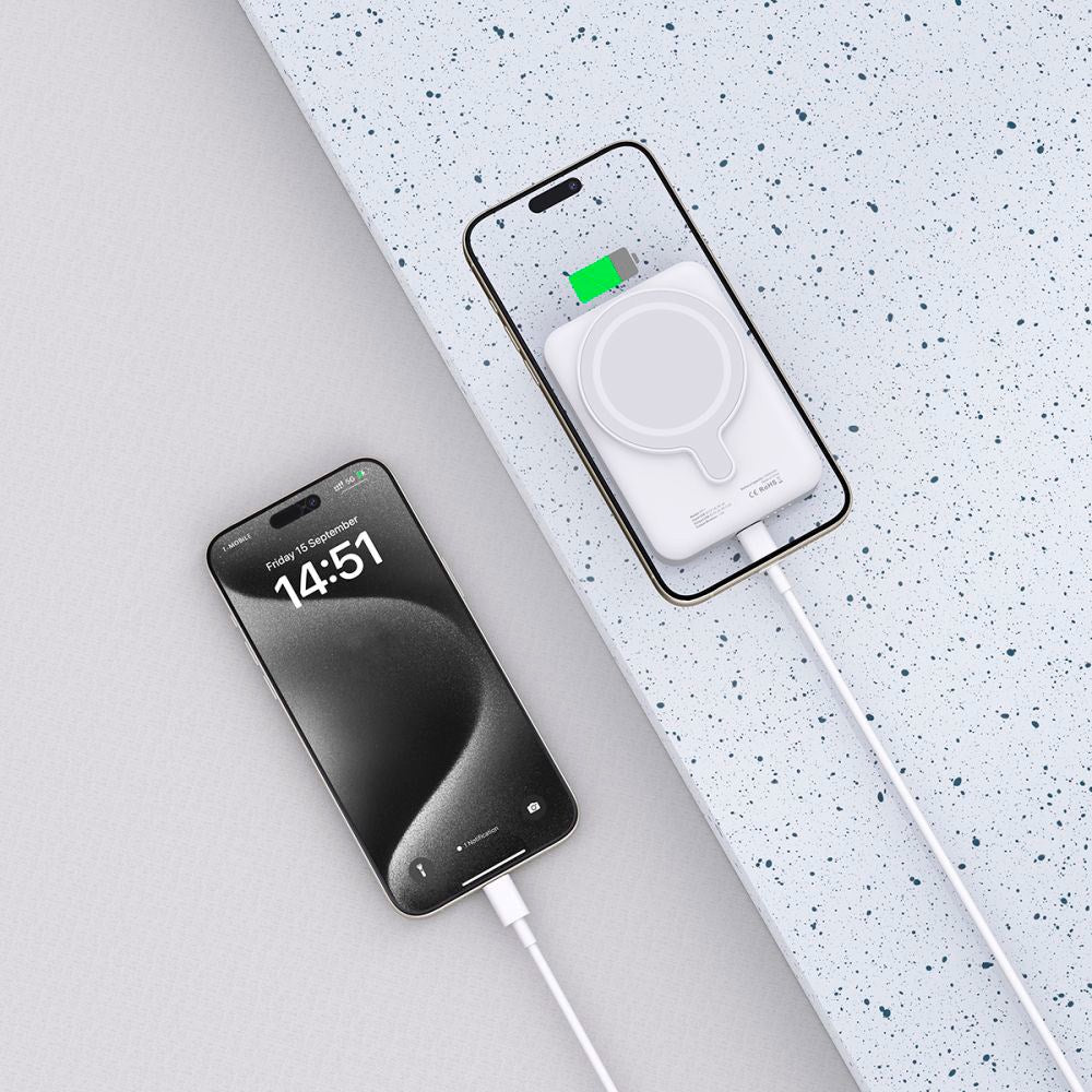 Tech-Protect LifeMag Trådløs Powerbank 10000 mAh - MagSafe Kompatibel - Hvit