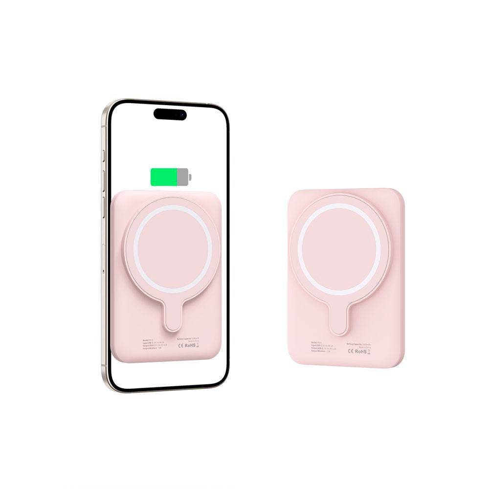 Tech-Protect LifeMag Trådløs Powerbank 5000 mAh - MagSafe Kompatibel - Rosa