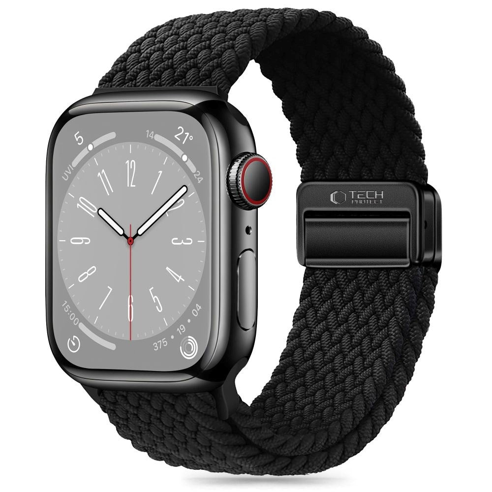 Apple Watch (38/40/SE/41/42mm) Tech-Protect Nylon Stropp - Svart