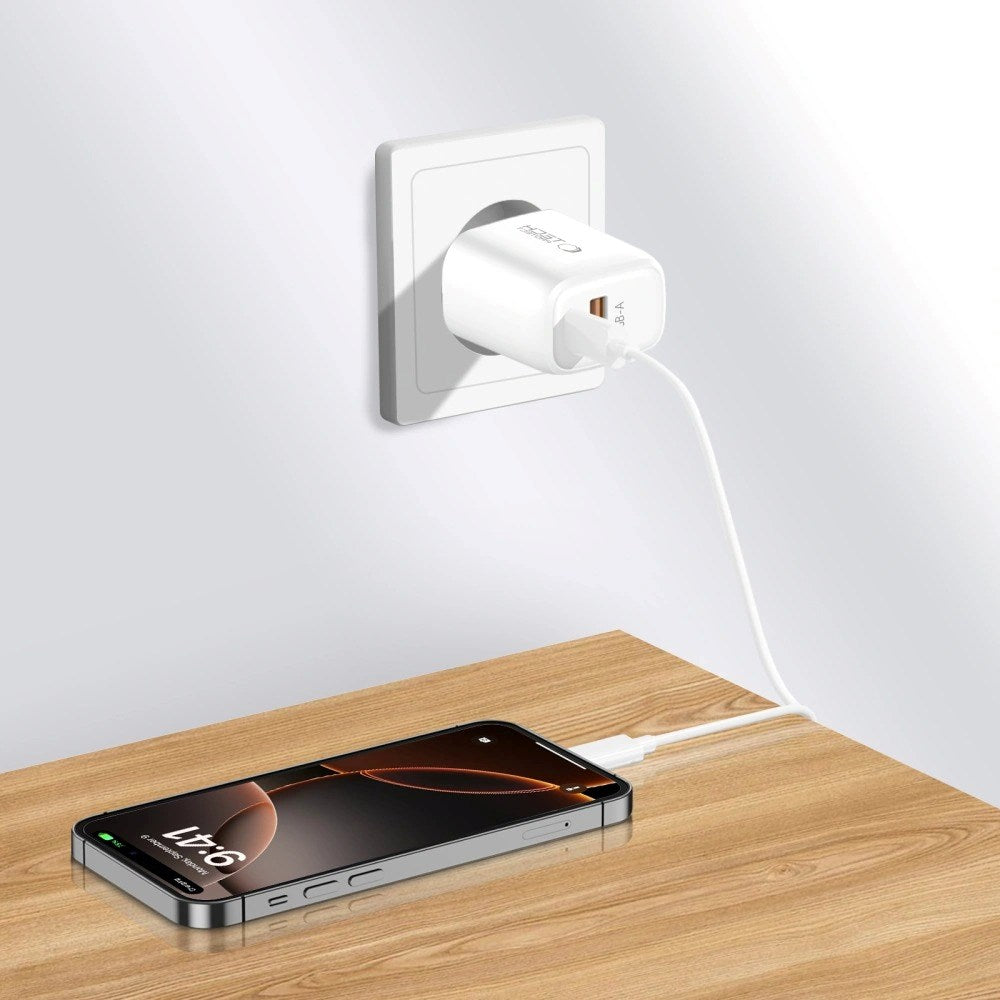 Tech-Protect NCA30 Vegglader med 30W - 1 x USB-A & 1 x USB-C - Hvit