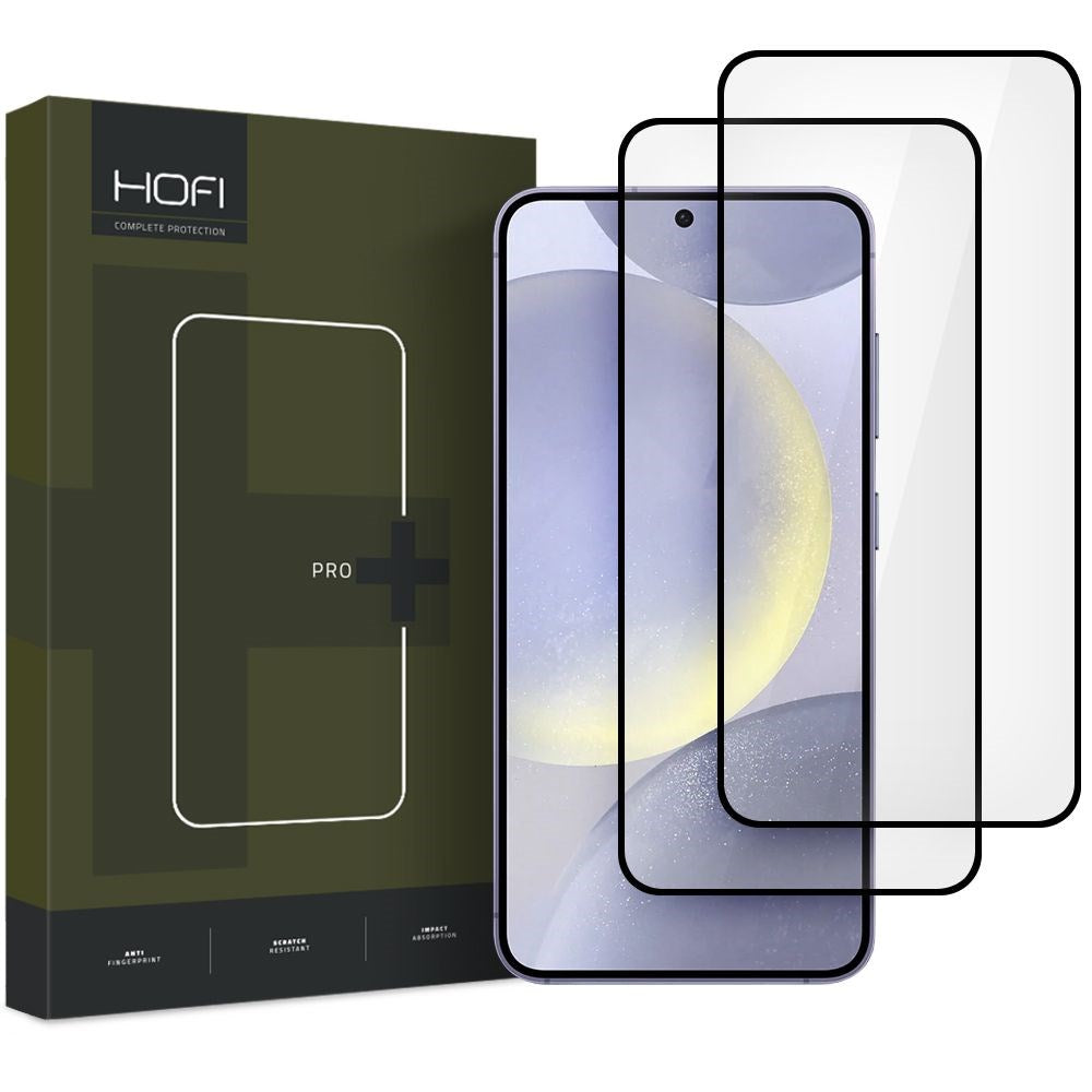 Samsung Galaxy S25 Hofi Glass Pro+ Skjermbeskytter - Case Friendly - 2-Pak - Svart Kant
