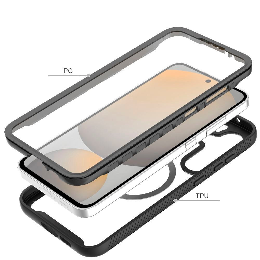 Samsung Galaxy S25 Tech-Protect Defense Hybrid Deksel - MagSafe Kompatibel - Gjennomsiktig / Svart