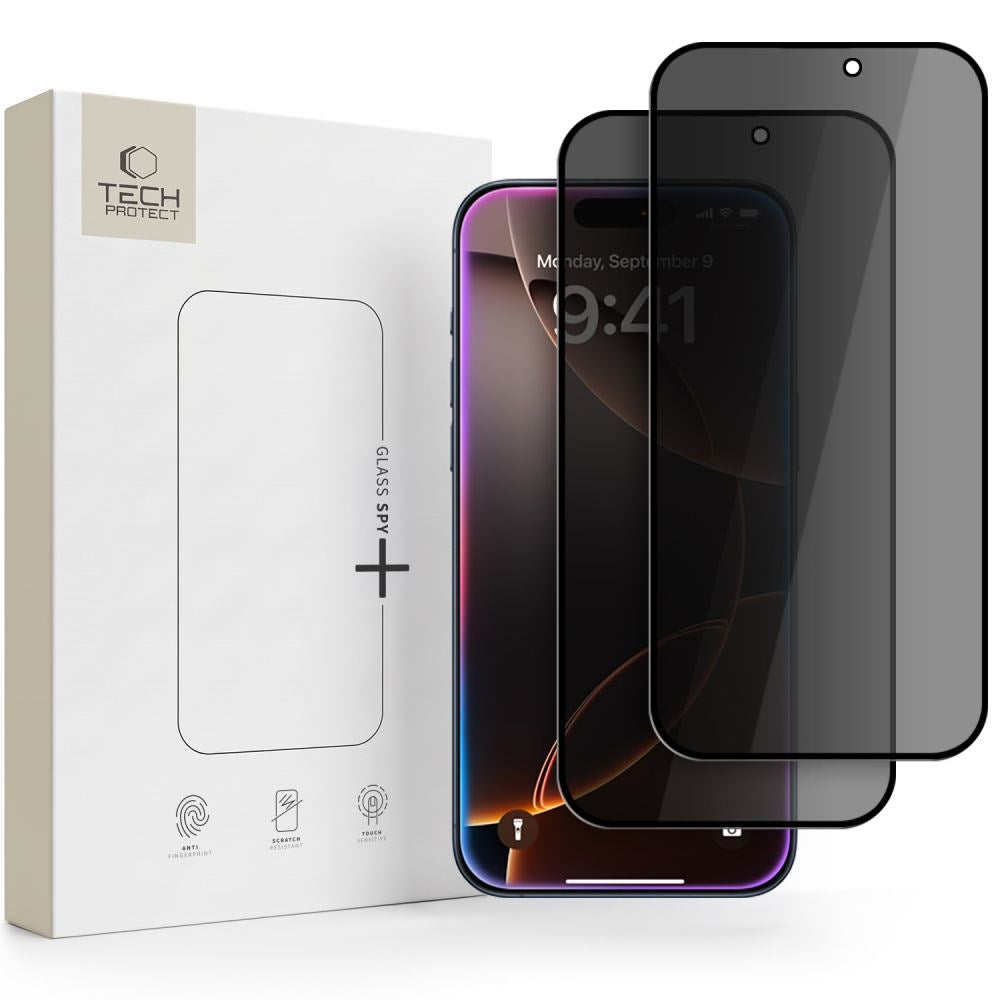iPhone 18 Pro Tech-Protect Herdet Skjermbeskyttelsesglass - Privacy Funksjon - 2 Stk. - Gjennomsiktig