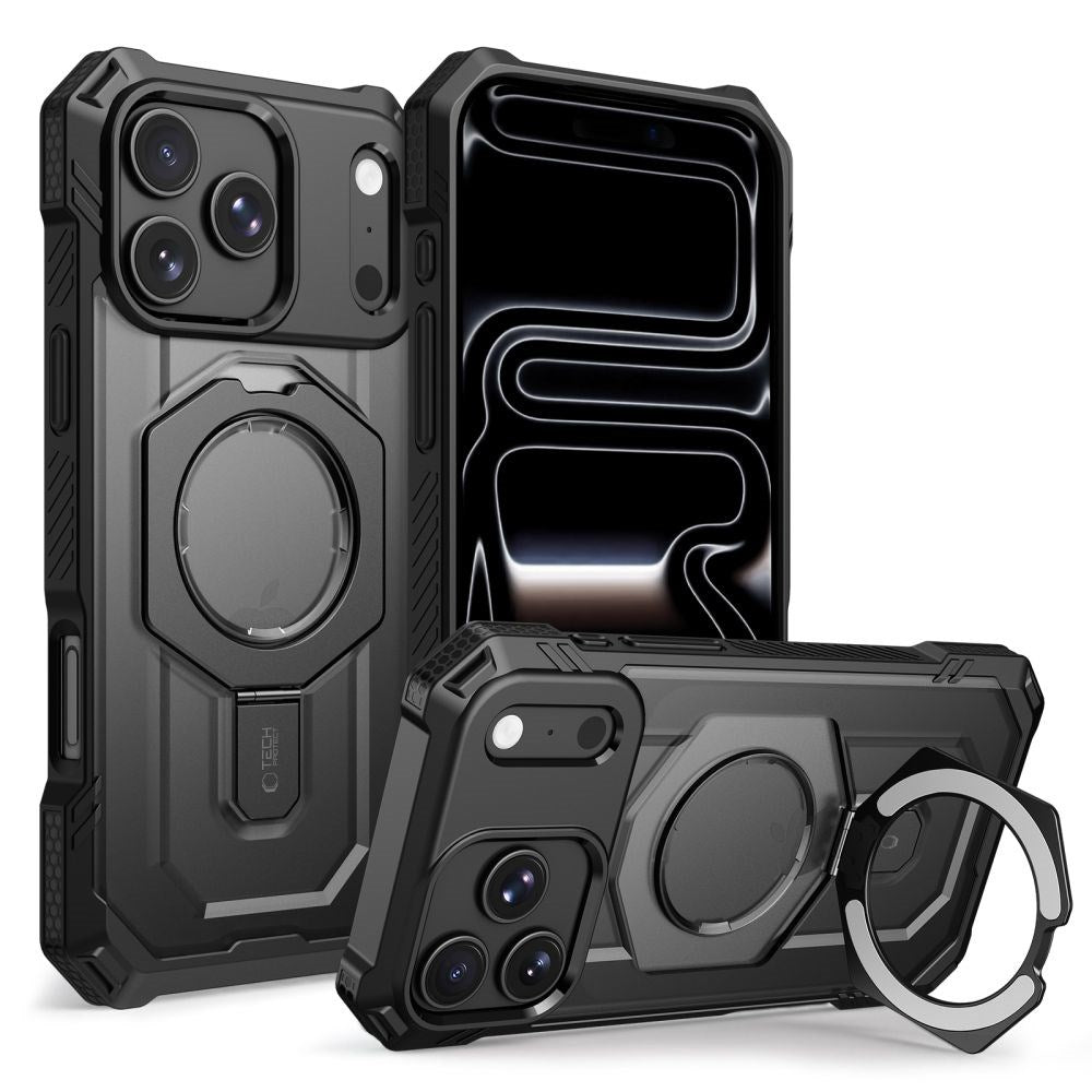 iPhone 18 Pro Max / 17 Pro Max Tech-Protect MagForce Deksel med Stativfunksjon - MagSafe Kompatibel - Svart