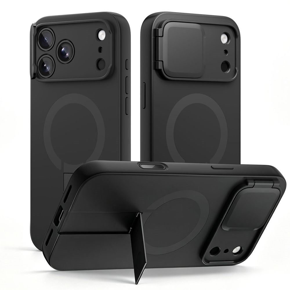 iPhone 18 Pro / 17 Pro Tech-Protect Kevlar Aura Deksel m. Kickstand og Cam Slider - MagSafe Kompatibel - Svart