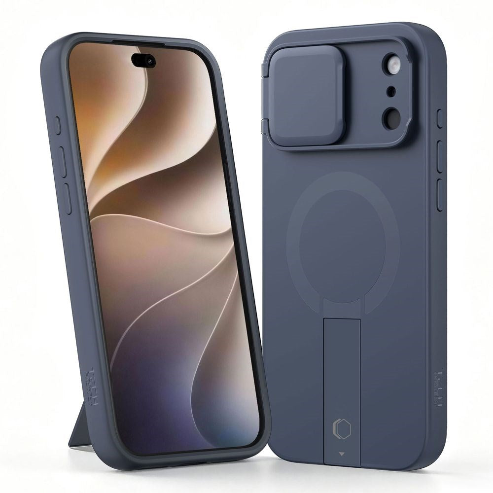 iPhone 18 Pro / 17 Pro Tech-Protect Kevlar Aura Deksel m. Kickstand og Cam Slider - MagSafe Kompatibel - Blå
