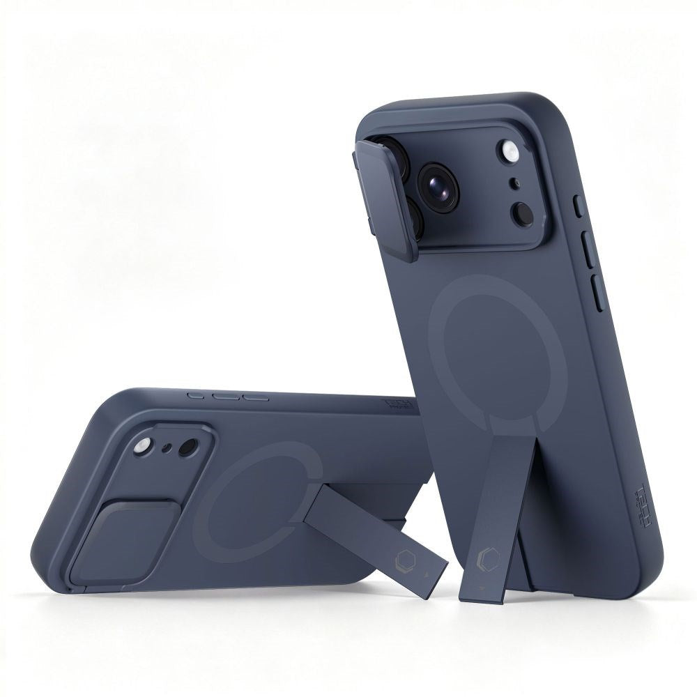 iPhone 18 Pro Max / 17 Pro Max Tech-Protect Kevlar Aura Deksel m. Kickstand og Cam Slider - MagSafe Kompatibel - Blå