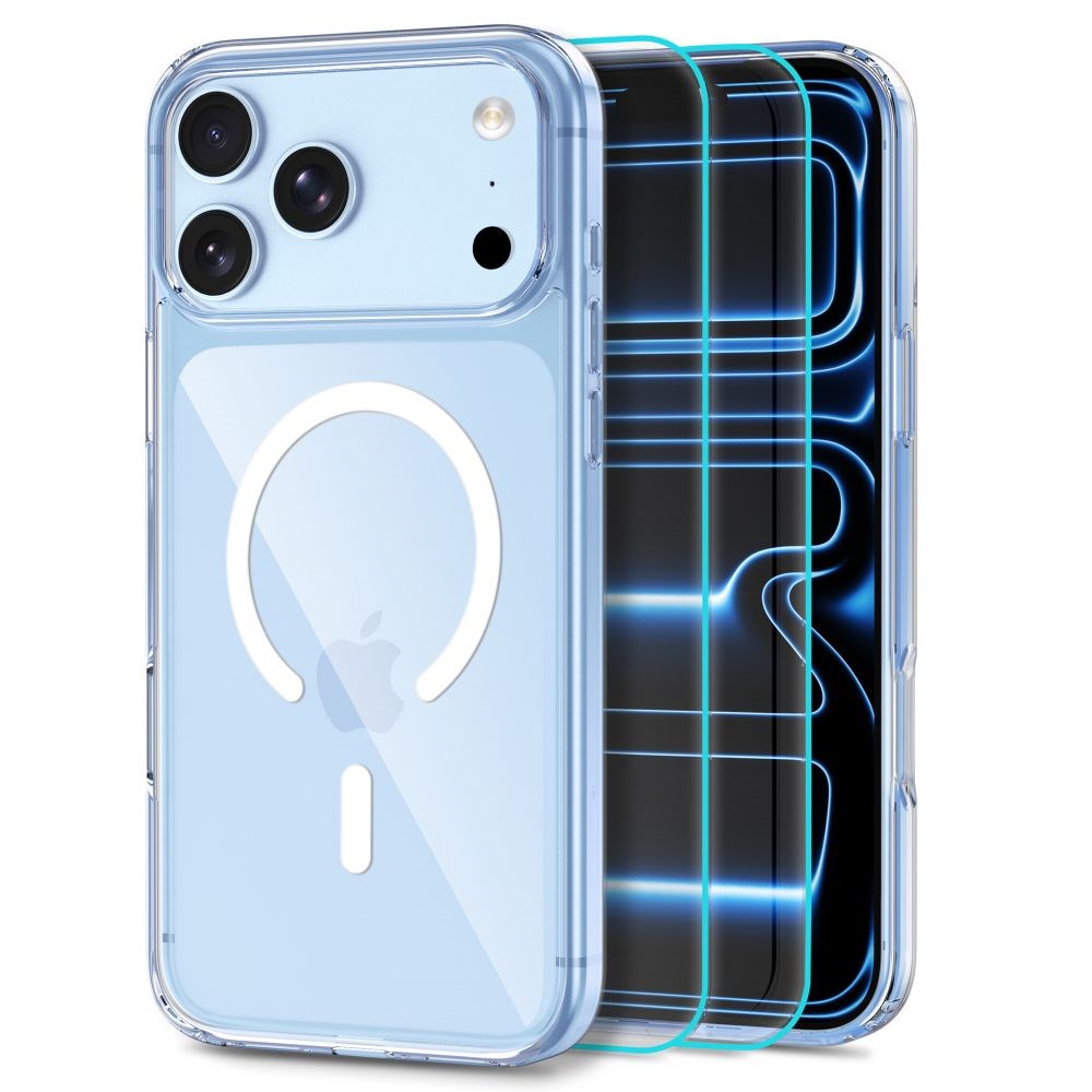 iPhone 18 Pro Max / 17 Pro Max Tech-Protect FlexAir Hybrid Deksel med 2 Stk. Skjermbeskyttelse - MagSafe Kompatibel - Gjennomsiktig