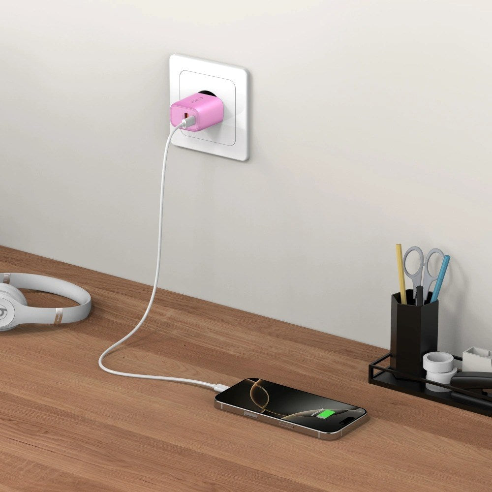 Tech-Protect NCA20 Vegglader med 20W - 1 x USB-A & 1 x USB-C - Rosa