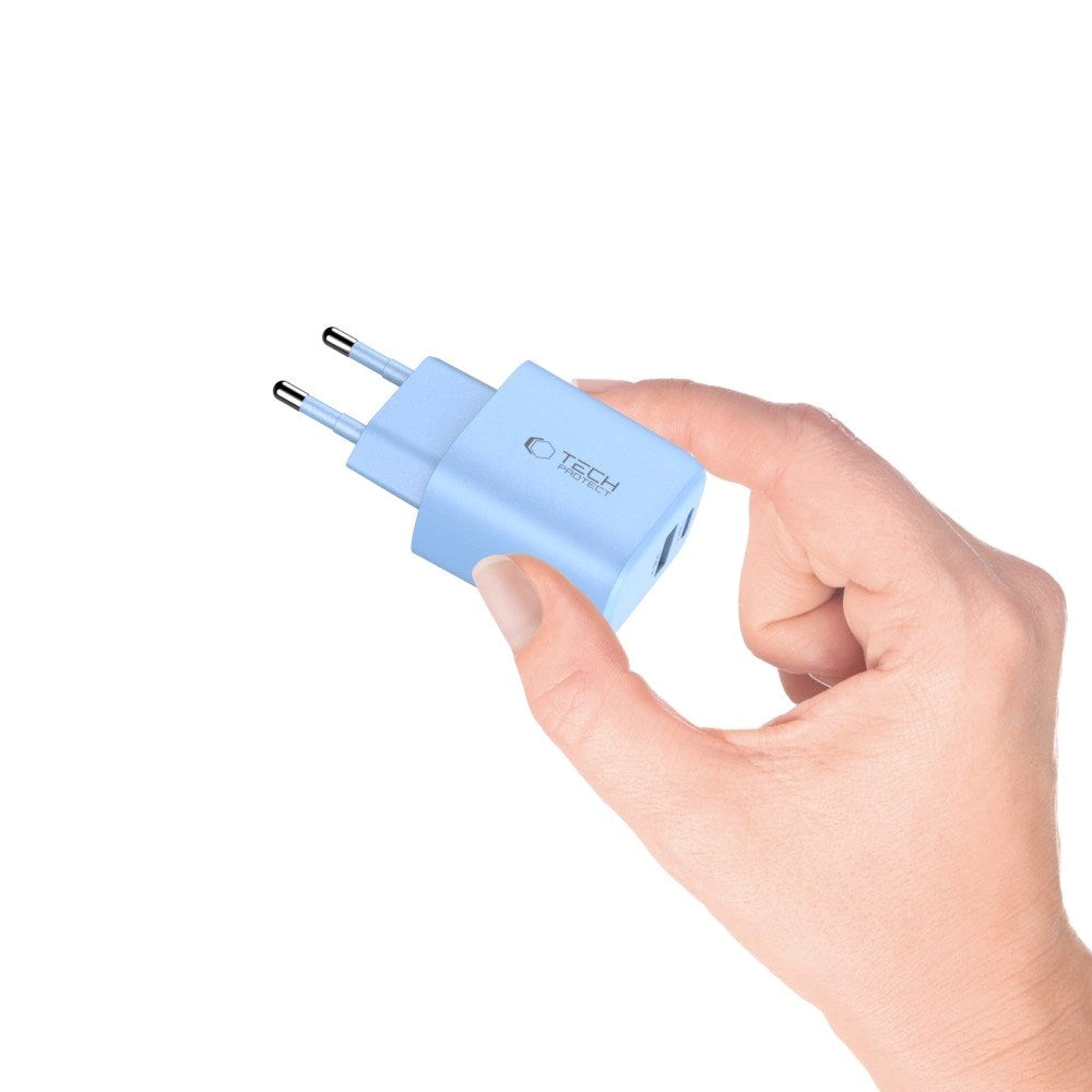 Tech-Protect NCA30 Vegglader med 30W - 1 x USB-A & 1 x USB-C - Blå