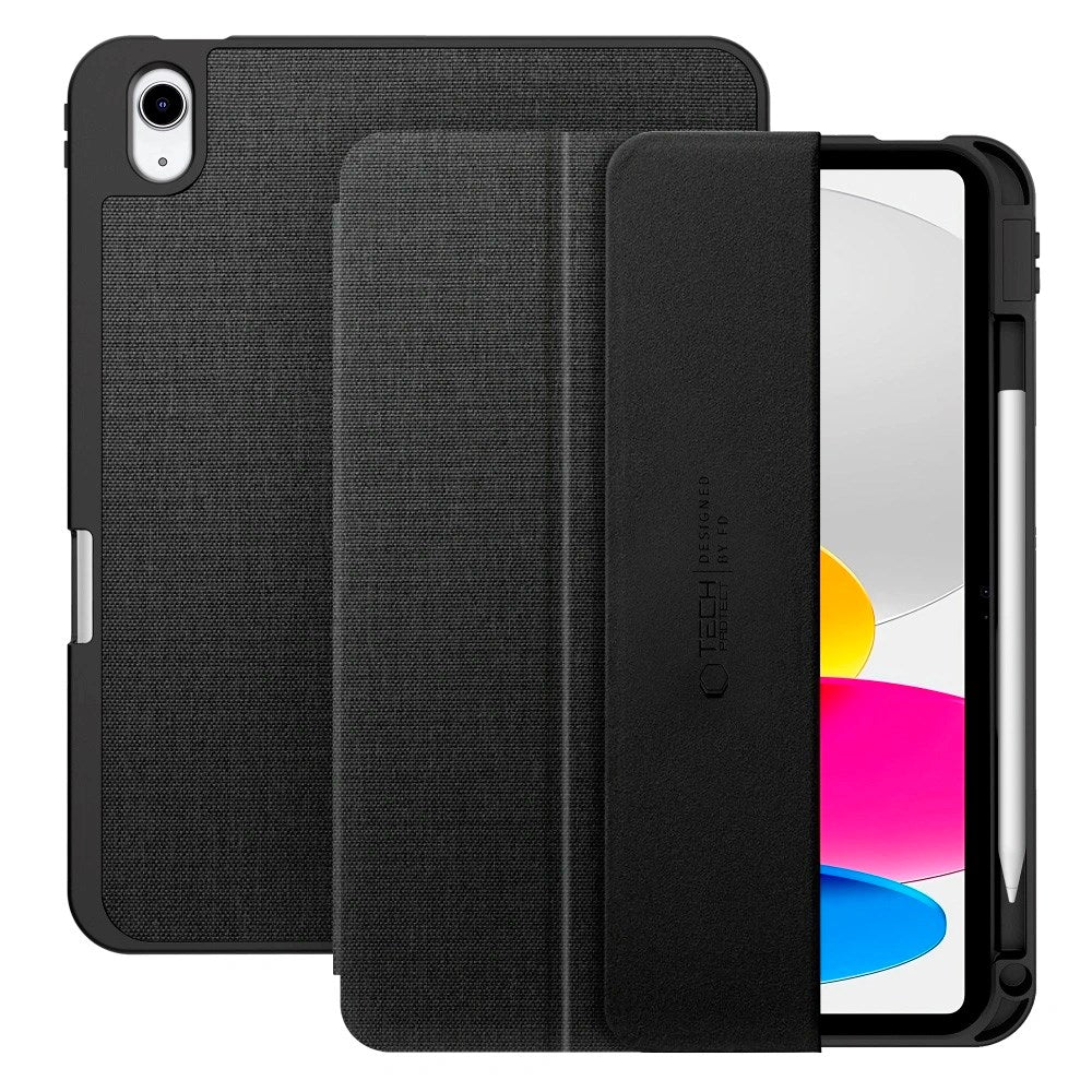iPad 11" (2025) / 10.9" (2024 / 2022) Tech-Protect Canvas Flip Deksel m. Penn Holder - Svart