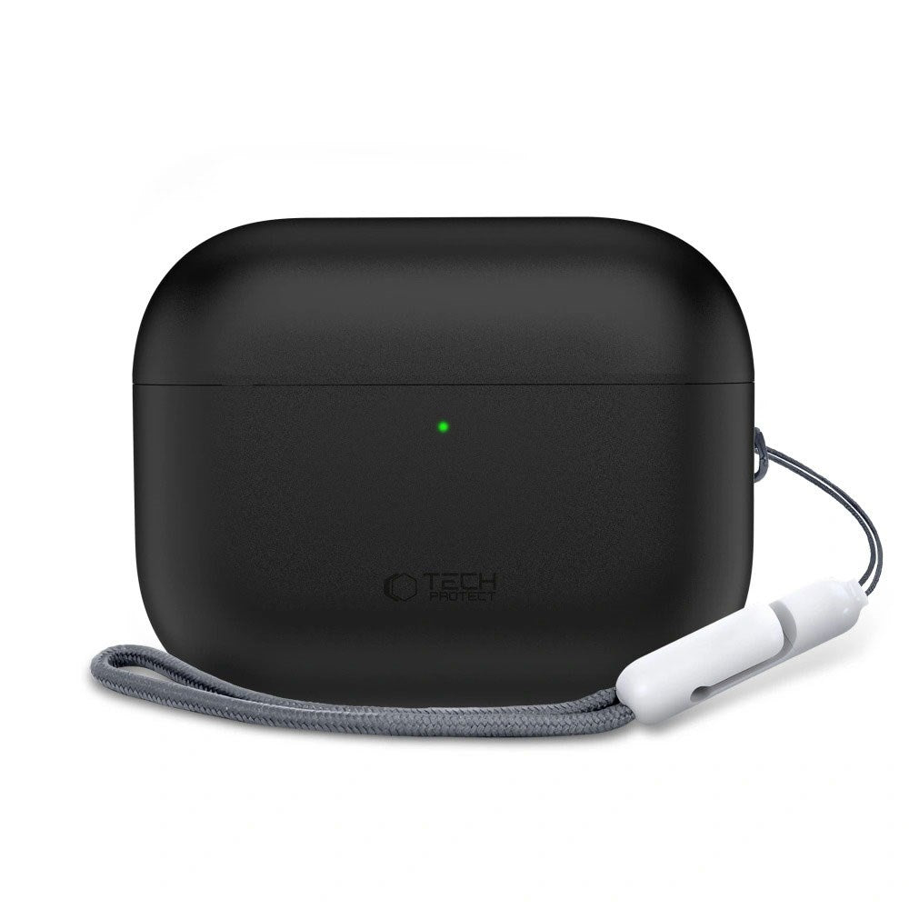 Apple AirPods Pro (3. Gen) Tech-Protect Silikondeksel med Stropp - Svart