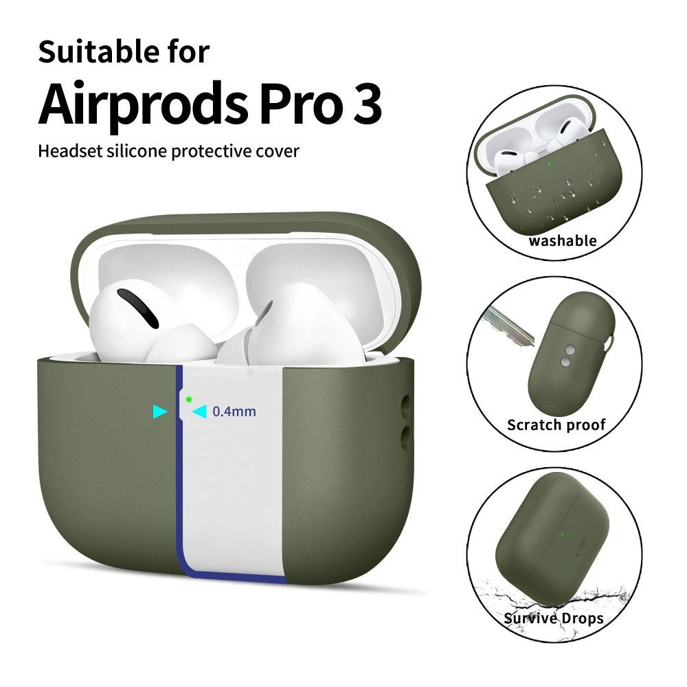 Apple AirPods Pro (3. Gen) Tech-Protect Silikondeksel med Stropp - Olivengrønn