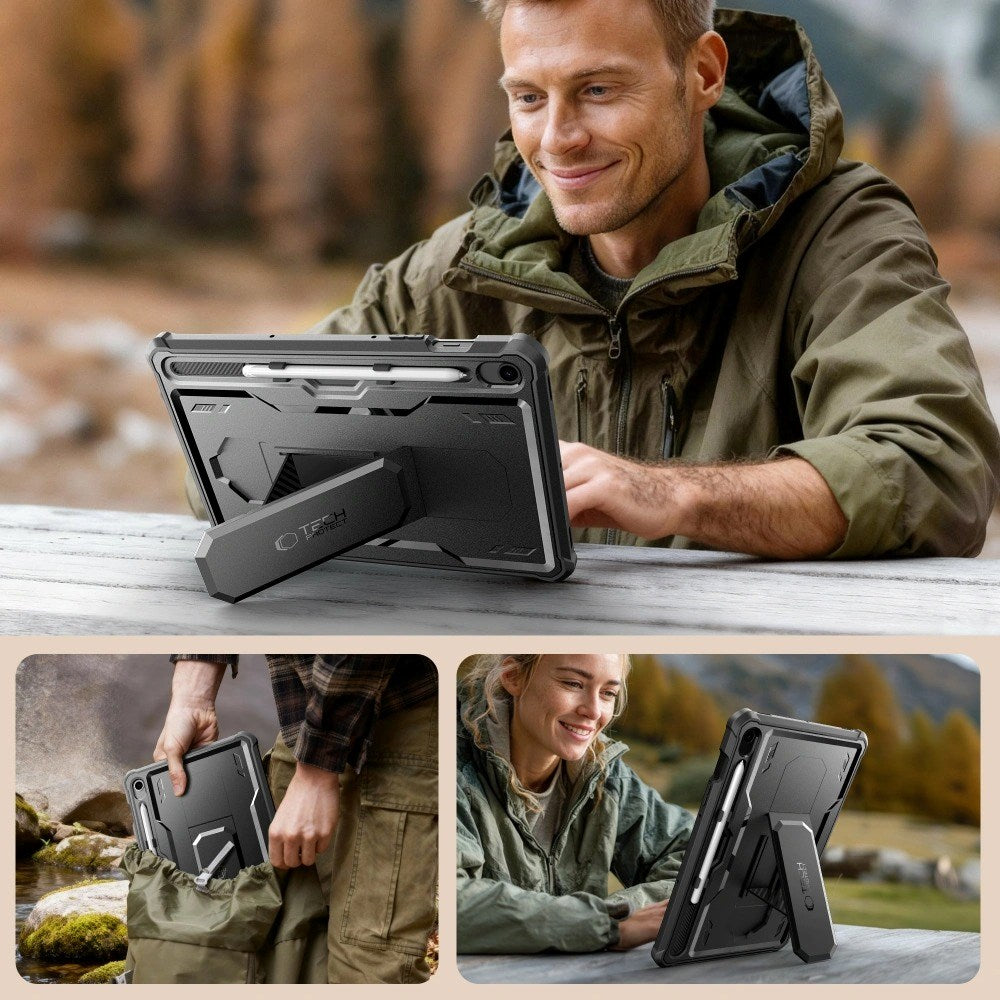 Samsung Galaxy Tab S10 Lite / S10 FE / S9 Tech-Protect Kevlar Pro Deksel med Innebygd Skjermbeskytter - Svart