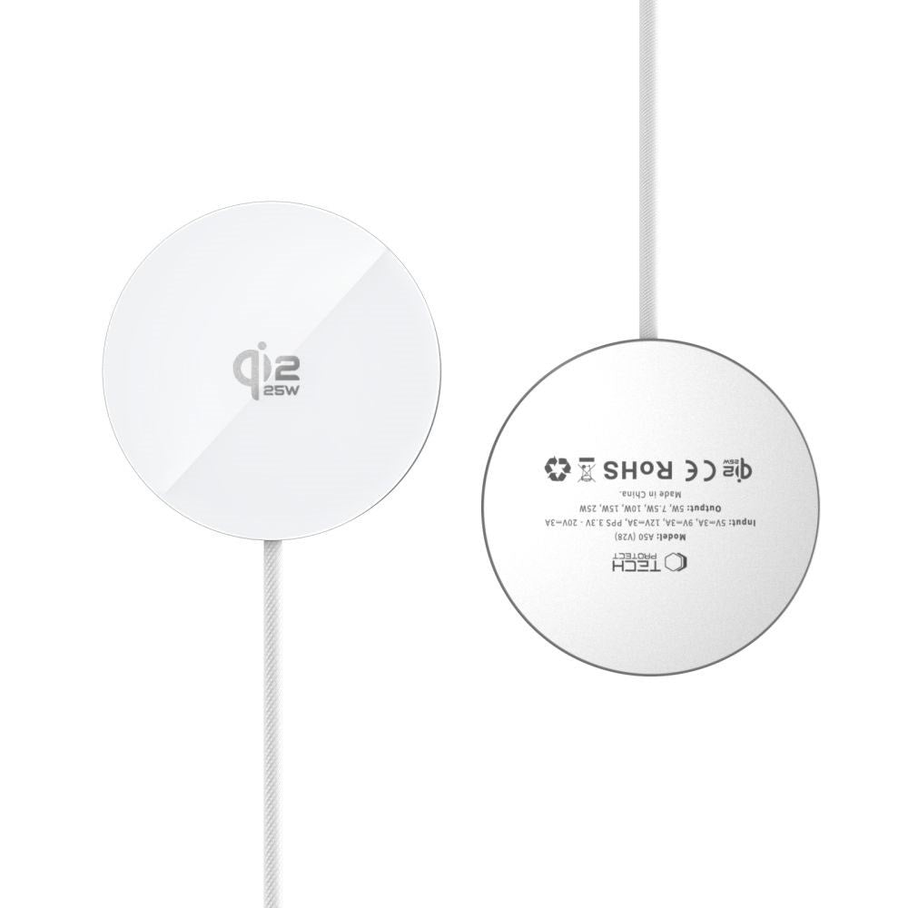 Tech-Protect 25W Qi2 Magnetisk Trådløs Lader - MagSafe Kompatibel - Hvit