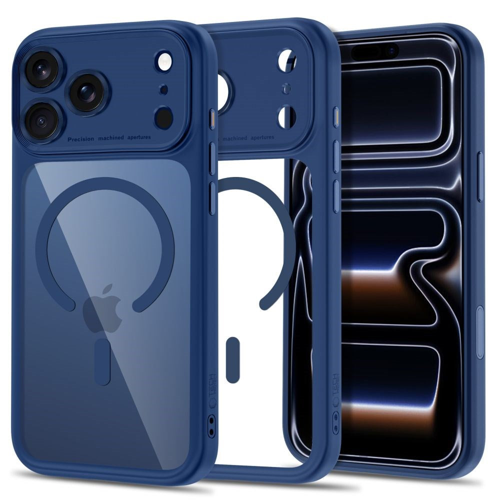 iPhone 18 Pro / 17 Pro Tech-Protect MagPeak Deksel - MagSafe Kompatibel - Mørkeblå / Gjennomsiktig
